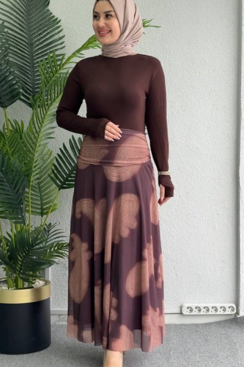 Afra Etekli Takım Kahverengi