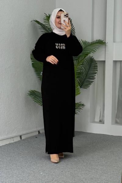 Ahu Triko Elbise  Siyah