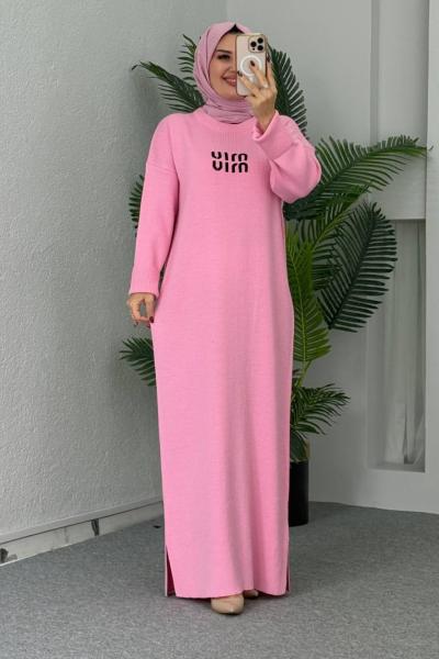 Ahu Triko Elbise  Pembe