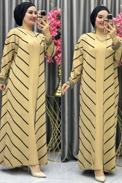 AJDA 1 Çizgi Desenli Triko Takım Taba