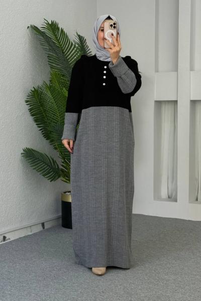 Alanur Triko Elbise Gri