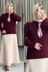 Almira Kazaklı Etekli Takım Bordo