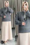 Almira Kazaklı Etekli Takım Gri