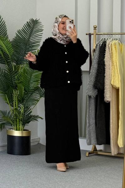 Arsu  Ceketli Triko Elbise Siyah