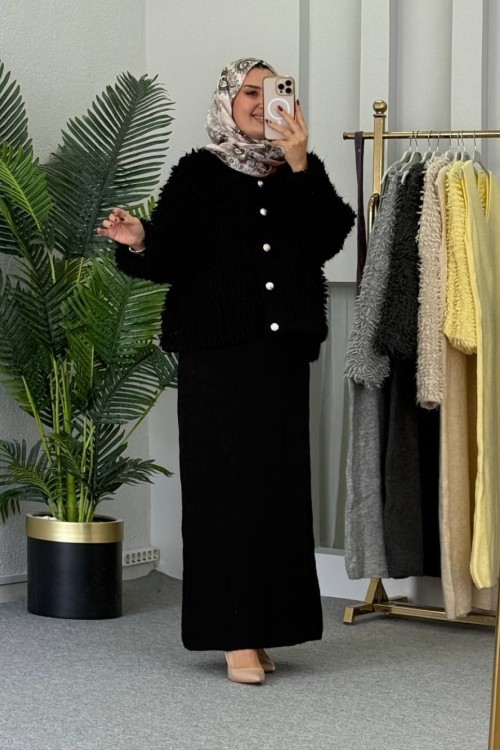 Arsu  Ceketli Triko Elbise Siyah