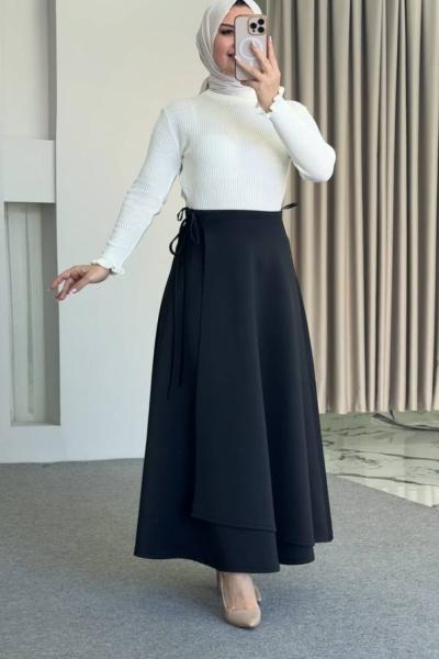 Asel triko Kazaklı Etekli Takım Krem