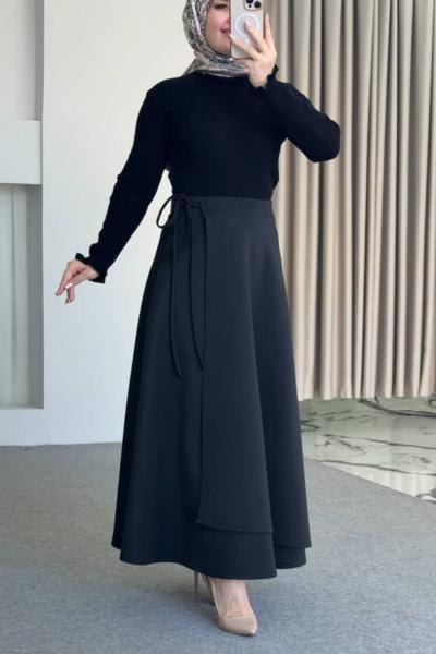 Asel triko Kazaklı Etekli Takım Siyah