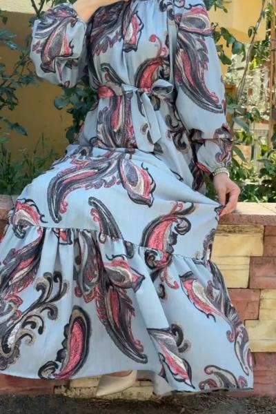 Aslı Kemerli Elbise Gri