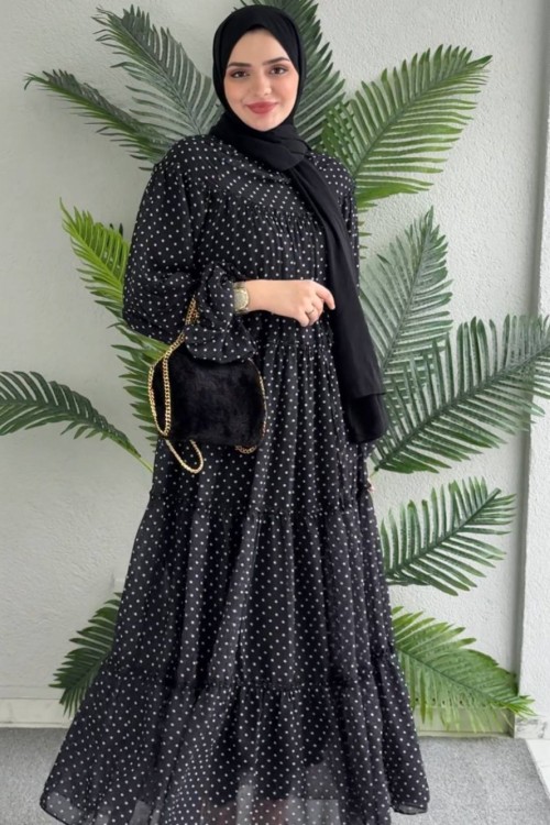 Ay Bayıldım  Şifon Elbise Siyah