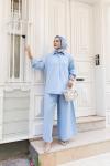 AZİZE Salaş Tunik Pantolon Takım Mavi