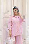 AZİZE Salaş Tunik Pantolon Takım Pembe