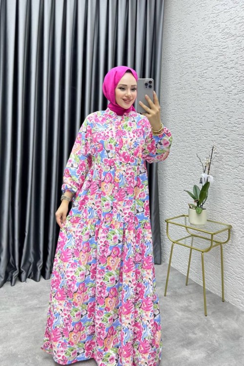 Azra Mango Elbise Pembe