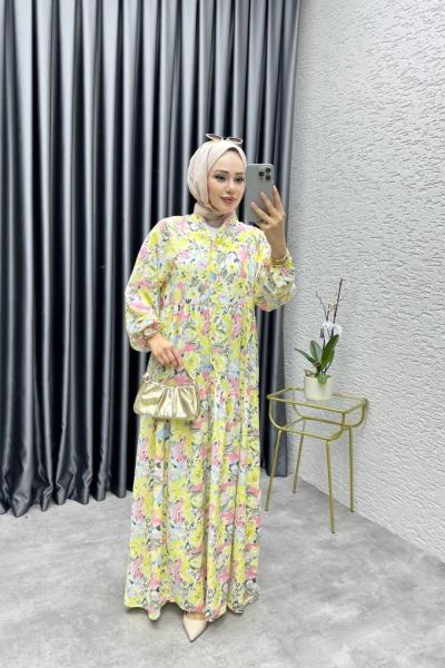 Azra Mango Elbise Sarı