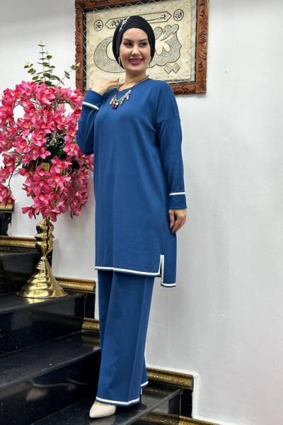 BALCA  pantolonlu 2 li triko takım İndigo