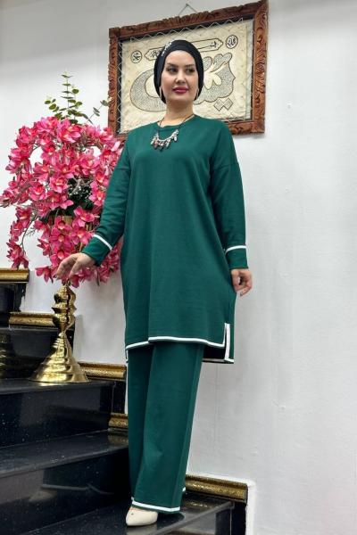 BALCA  pantolonlu 2 li triko takım Zümrüt