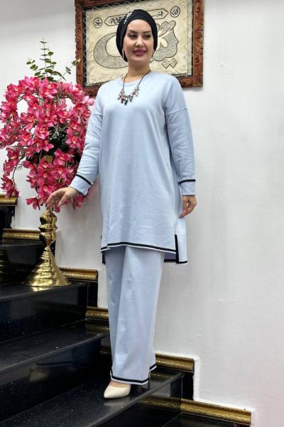 BALCA  pantolonlu 2 li triko takım Bebe Mavisi