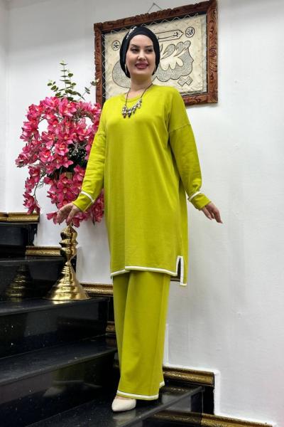 BALCA  pantolonlu 2 li triko takım Yağ Yeşili