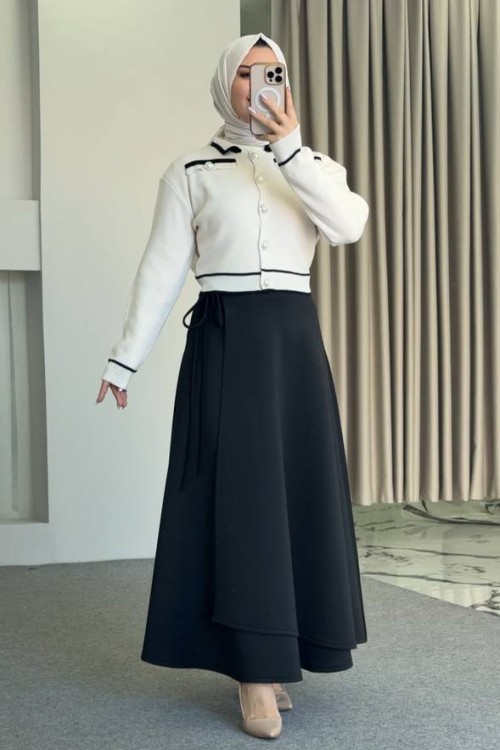 Banu Etekli Takım Siyah Beyaz