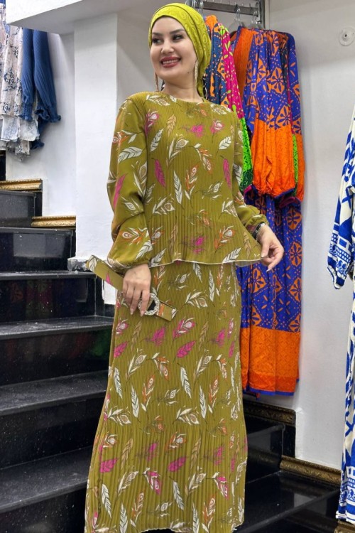 Bihter elbise Hardal Sarısı