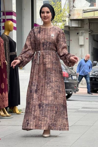 BİRSEL krep elbise   Kahverengi