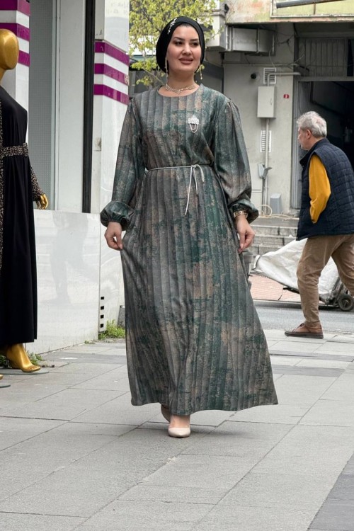 BİRSEL krep elbise   Yeşil