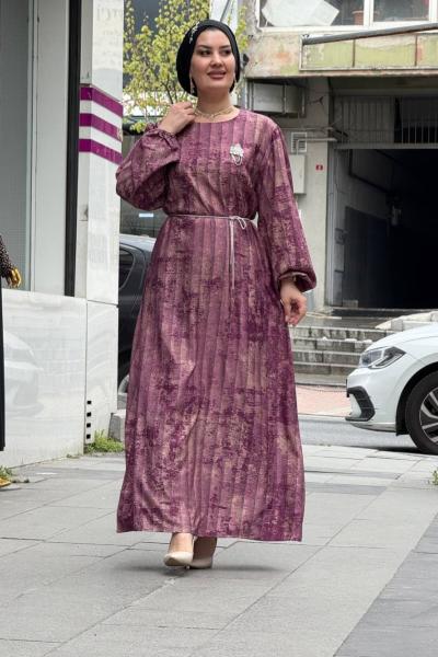 BİRSEL krep elbise   Mor