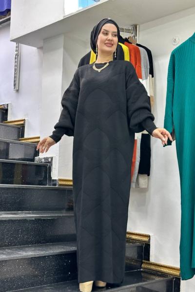 Cam Güzeli Triko Elbise Siyah