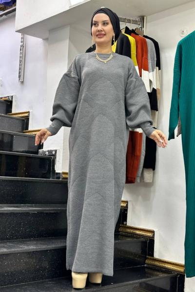 Cam Güzeli Triko Elbise Füme