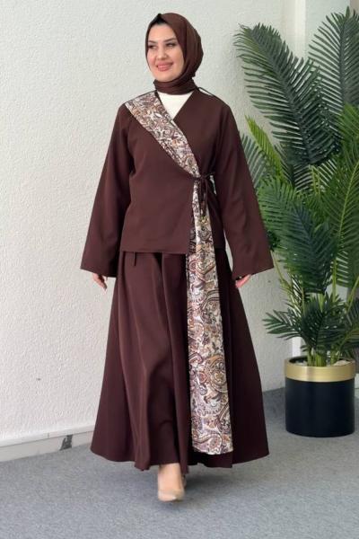 Çisem Etekli Takım Kahverengi