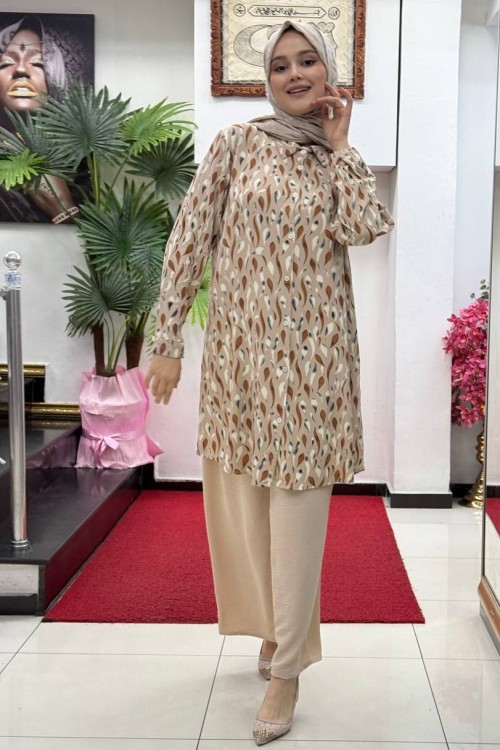 Damla Tunik Takım Krem