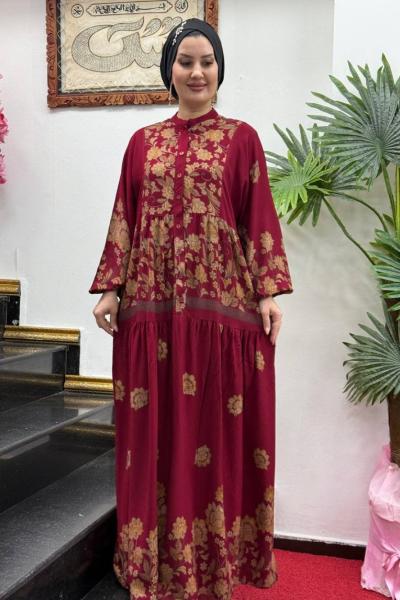 derya viskon elbise Bordo