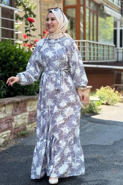 Dora Kemerli Elbise Gri