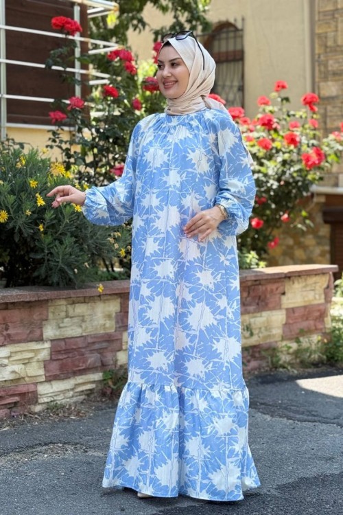 Dora Kemerli Elbise Mavi