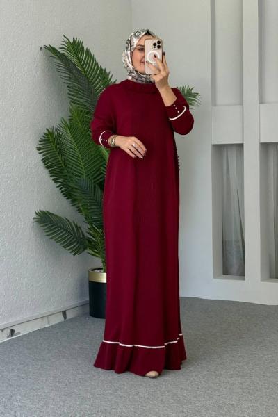 Duru Merserize Elbise Bordo