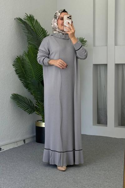 Duru Merserize Elbise Gri