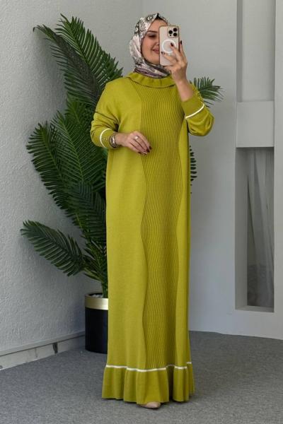 Duru Merserize Elbise Yağ Yeşili