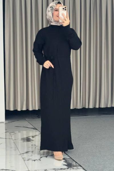 Ecem Merserize Elbise Siyah