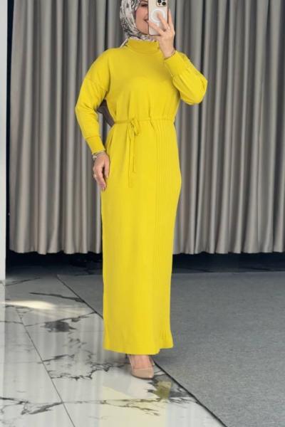 Ecem Merserize Elbise Yağ Yeşili