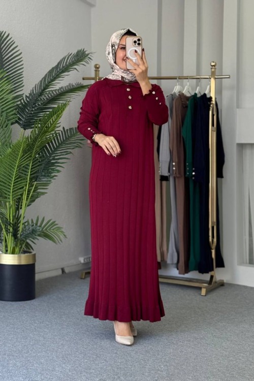 Ecrin Merserize Elbise Kırmızı