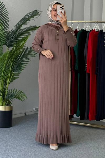 Ecrin Merserize Elbise Sütlü Kahve