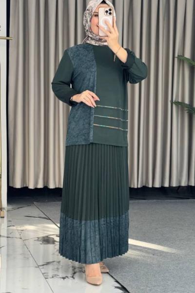 Elmas Etekli Takım Koyu Yeşil