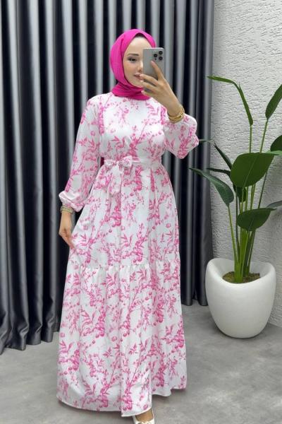 ESEN KEMERLİ MANGO ELBİSE Pembe