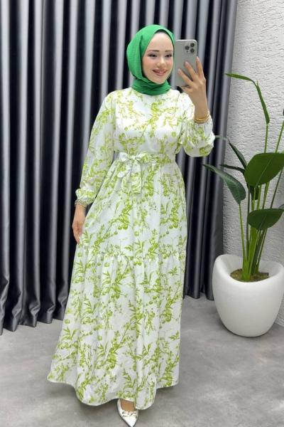 ESEN KEMERLİ MANGO ELBİSE Yeşil