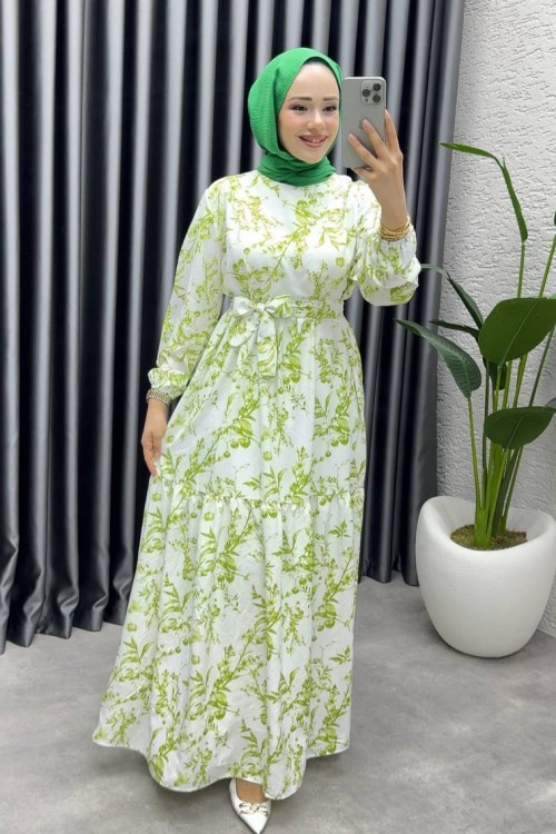 ESEN KEMERLİ MANGO ELBİSE Yeşil