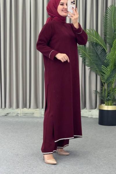 EYLÜL pantolonlu 2 li triko takım Bordo