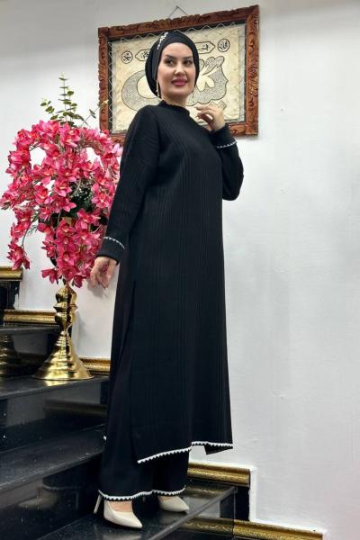 EYLÜL pantolonlu 2 li triko takım Siyah