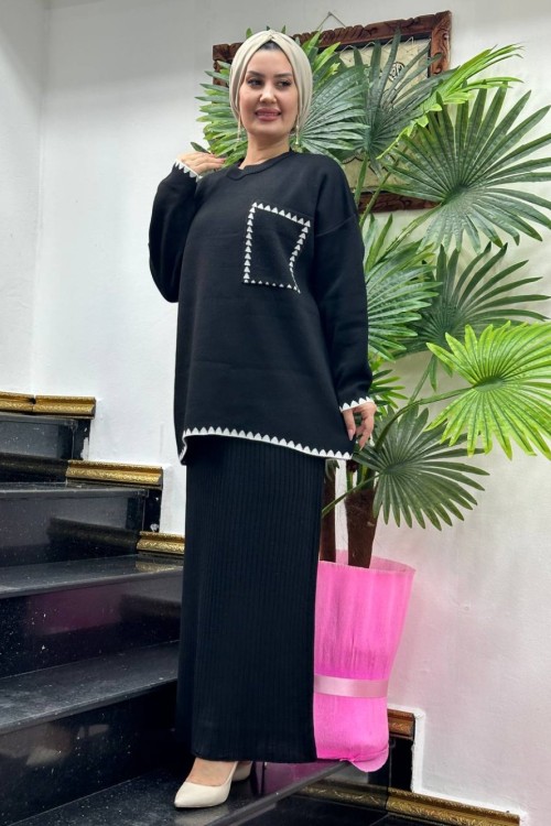 EZEL triko etekli takım Siyah