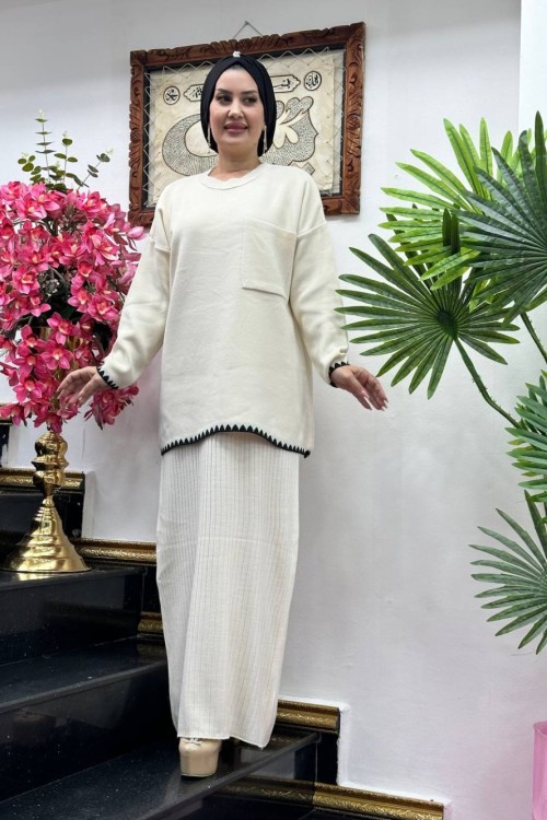 EZEL triko etekli takım Beyaz