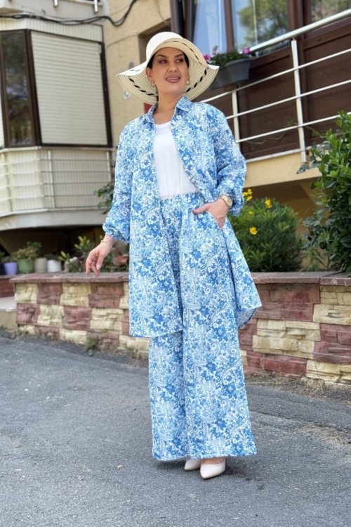 Gelincik Pantolonlu Tunik Takım Mavi