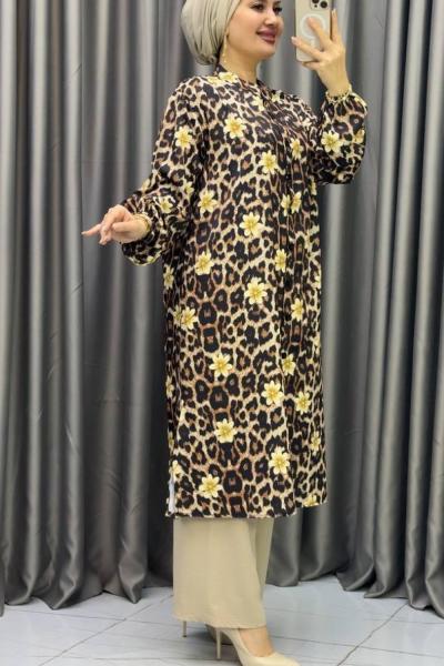Gökyüzü Leopar Tunik Takım Sarı